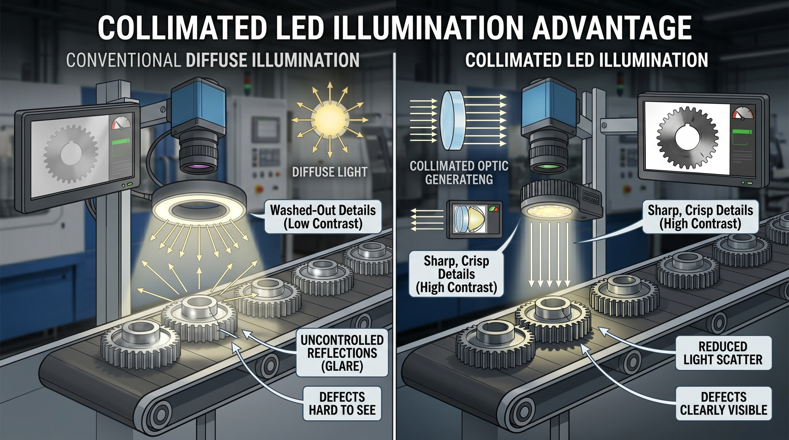 How Collimated LED Sources Improve Accuracy in Machine Vision Systems