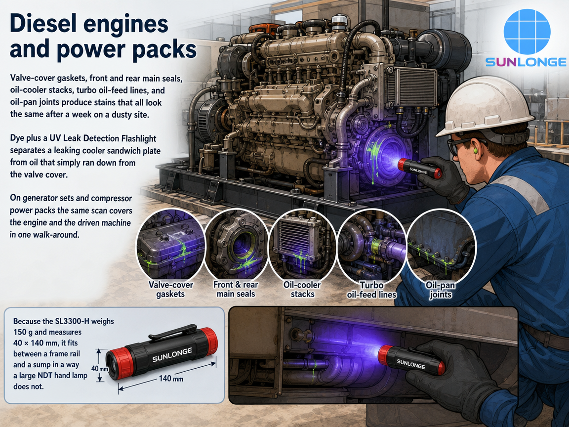 How UV Leak Detection Flashlights Help Locate Oil Leaks in Heavy Equipment How UV Leak Detection Flashlights Help Locate Oil Leaks in Heavy Equipment