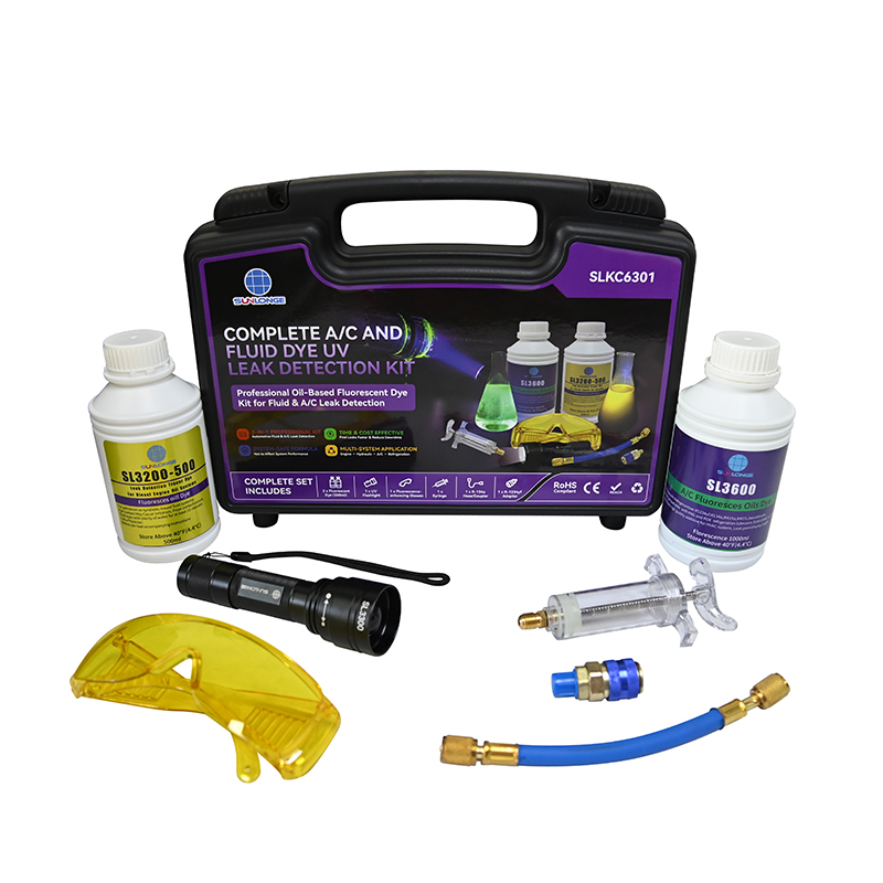 Sunlonge SLKC6301 Complete A/C & Fluid Dye UV Leak Detection Kit
