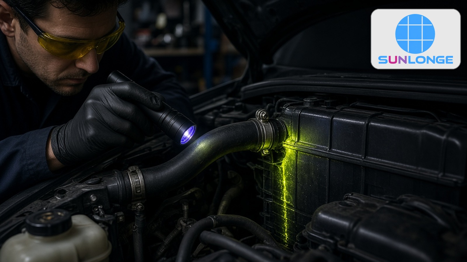 Fluorescent Leak Detection Dye for Automotive Cooling System Diagnostics Fluorescent Leak Detection Dye for Automotive Cooling System Diagnostics